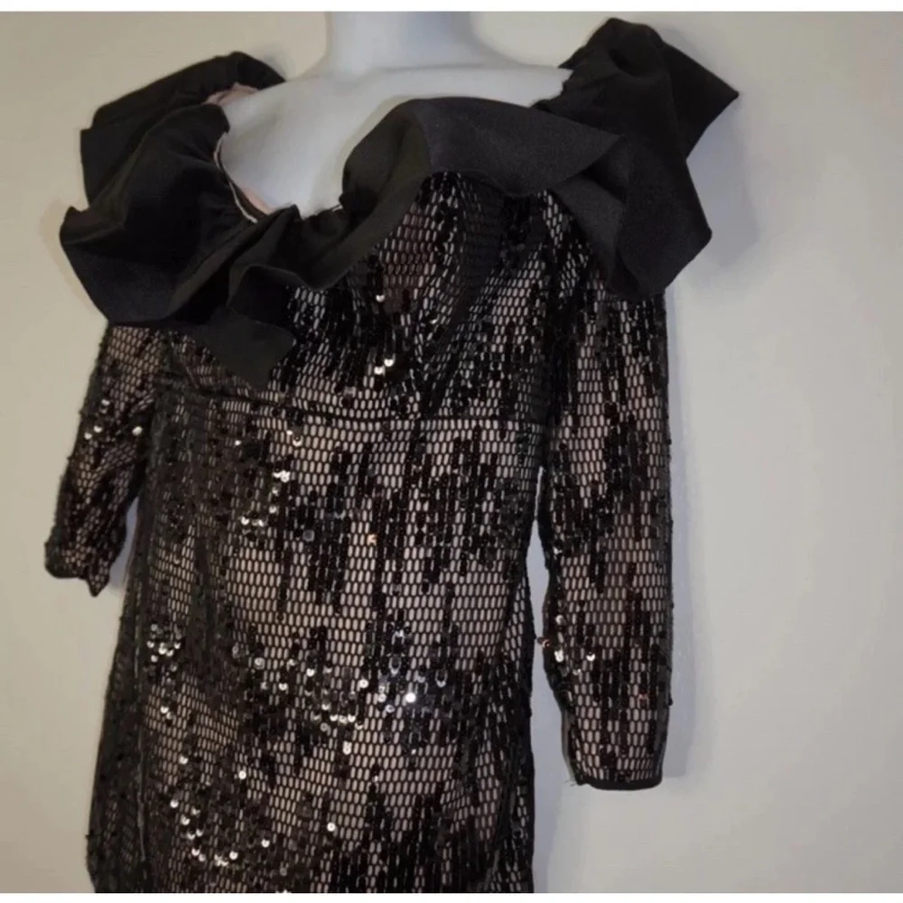 ASOS Luxe Curve Sequin Lace Ruffle Mini Dress Size: 22 NWT - Picture 3 of 10